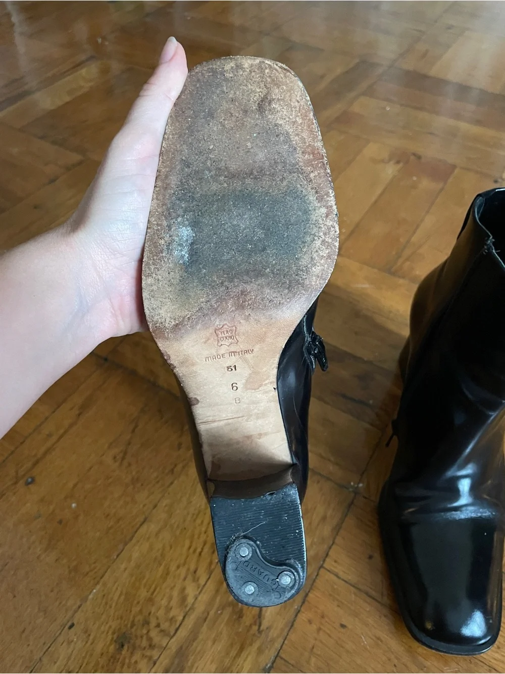 Via Spiga Black Leather Block Heel Ankle Boots